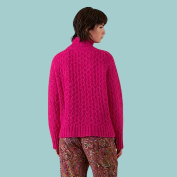 Oilily Alpaca Wool Cable Knit Turtleneck Sweater Size S, Fuchsia - Picture 3 of 14